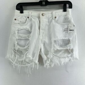 Free People Maggie Mid Rise Denim Shorts -Optic White- Size 25- NWT